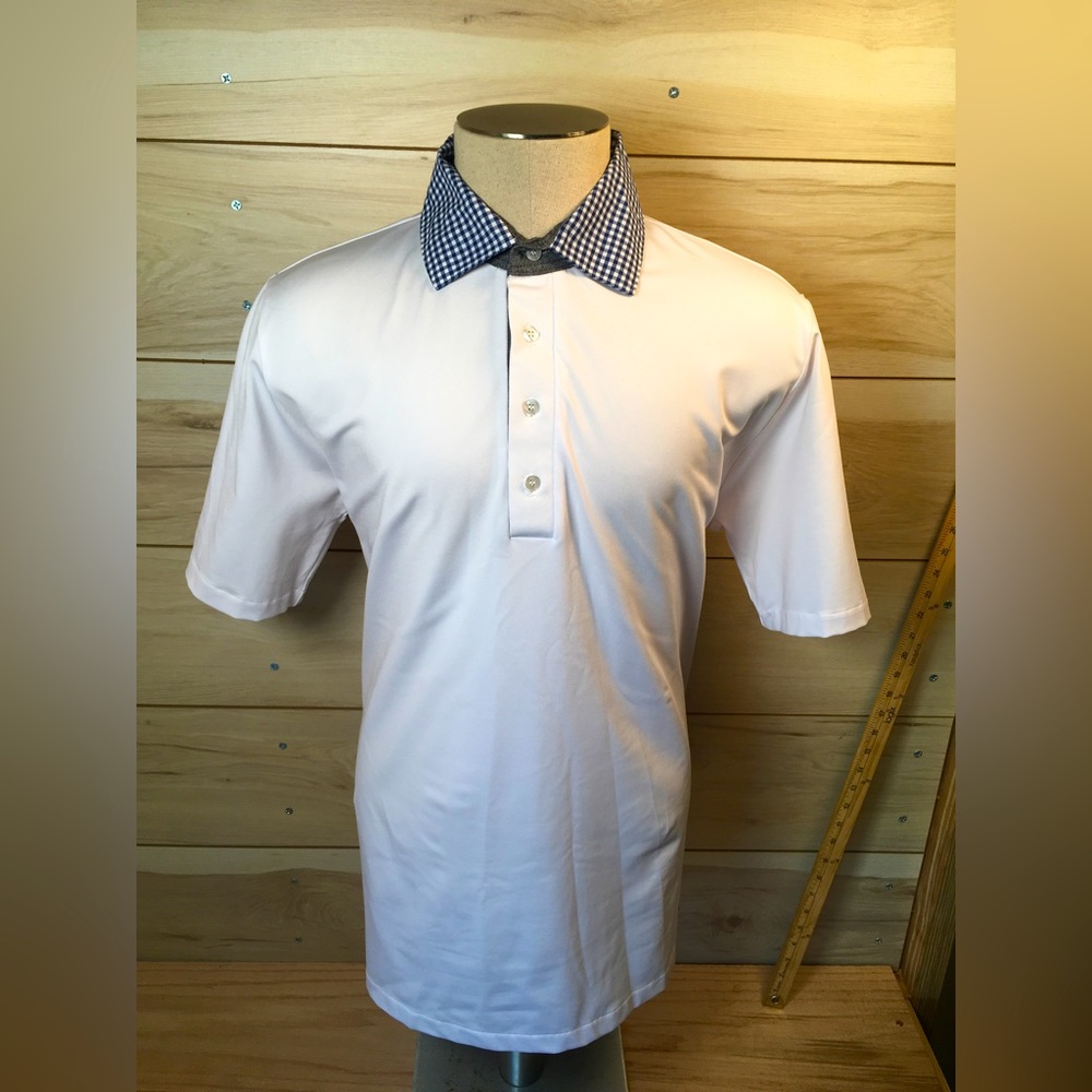 White Polo Shirt with Checkered Collar